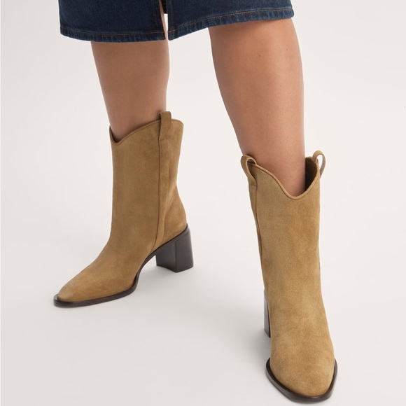 Everlane Shoes - NIB Everlane The Outlaw Boot in Sand Suede, Mid-Calf, Heeled Western Boots, 6